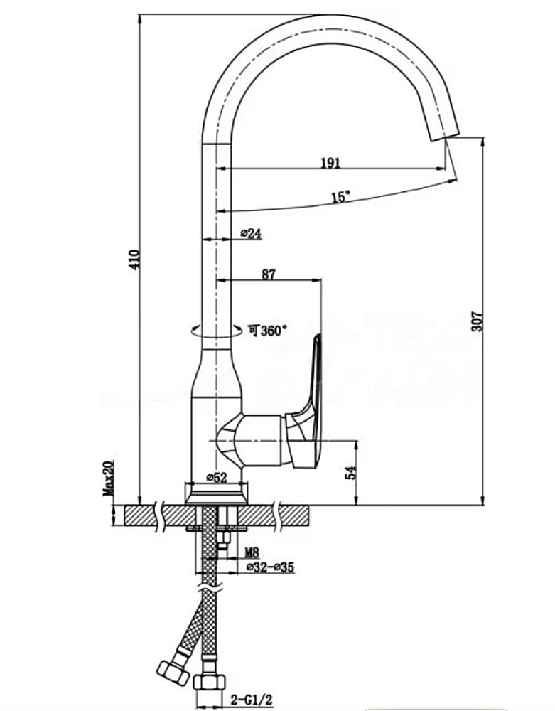 Смеситель для кухни BRAVAT Arden F7351385CP-RUS купить в интернет-магазине сантехники Sanbest