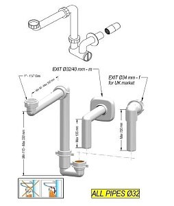 Сифон для раковины Ideal Standard Space Saving EE23033967 купить в интернет-магазине сантехники Sanbest