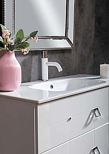 Тумба с раковиной Armadi Art Vallessi Avantgarde Piazza 80 белая с хромом для ванной в интернет-магазине Sanbest