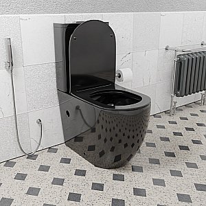 Унитаз напольный Ceramalux NS-2176-18 черный, безободковый, с бачком, с крышкой микролифт купить в интернет-магазине Sanbest