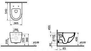 Унитаз подвесной Vitra Sento Rim-ex 7748B003-0075 безободковый, белый купить в интернет-магазине Sanbest