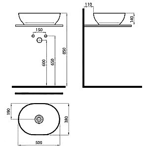 Раковина накладная Bien Motto 50 MTLG05001FD0B8000 черная матовая купить в интернет-магазине Sanbest