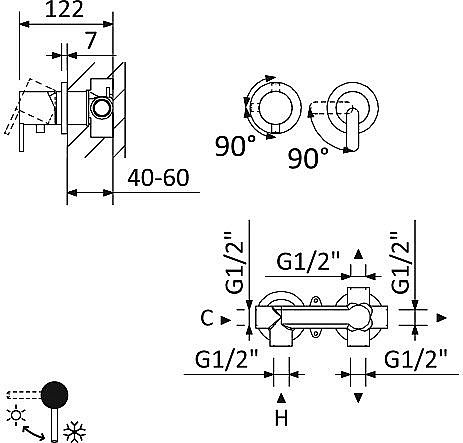 Смеситель для душа Cezares LEAF-VDIM3-L-SR Sunrise купить в интернет-магазине сантехники Sanbest