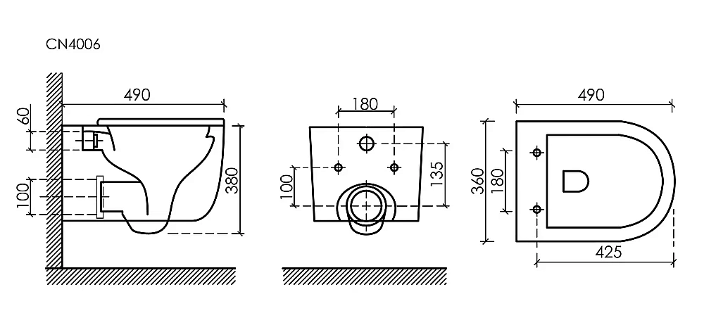 Унитаз подвесной Ceramica Nova Ulma CN4006MB безободковый, с крышкой микролифт, черный матовый купить в интернет-магазине Sanbest