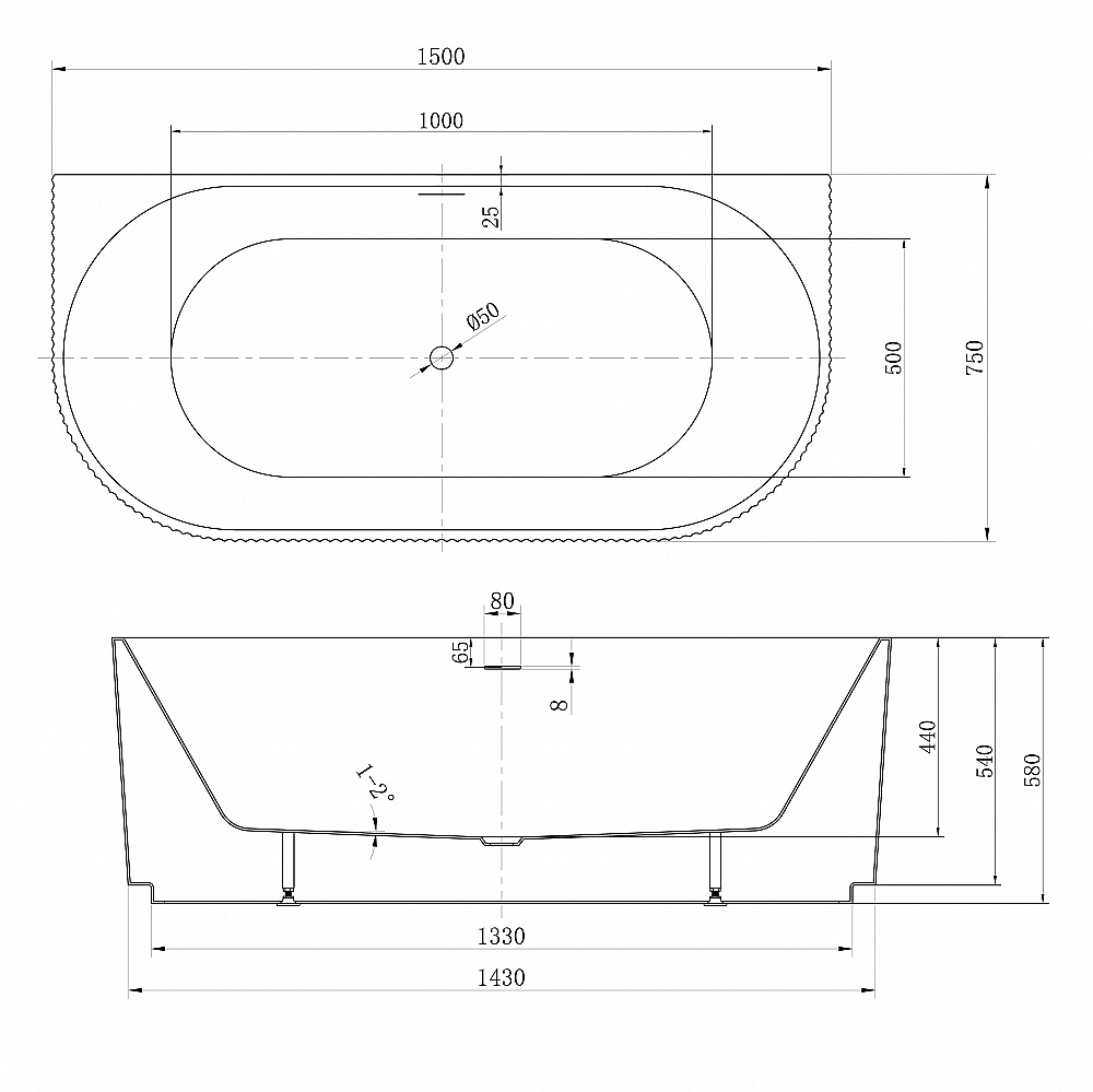 Ванна Abber 150х75 AB9330-1.5 белая купить в интернет-магазине Sanbest