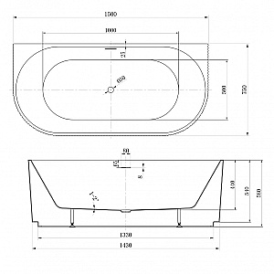 Ванна Abber 150х75 AB9330-1.5 белая купить в интернет-магазине Sanbest