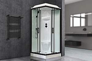 Душевая кабина Royal Bath RB 90HP6-WT-BL 90x90 стекло прозрачное/профиль черный купить в интернет-магазине Sanbest