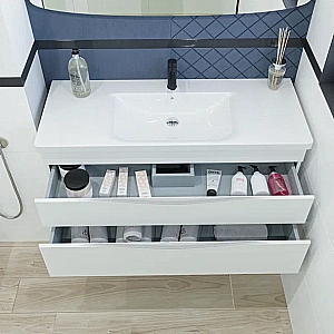 Тумба с раковиной Caprigo Lento 120 два ящика, бланж для ванной в интернет-магазине Sanbest