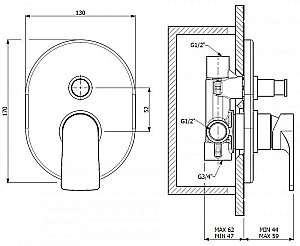 Смеситель для душа Cezares Lagos VDIM черный матовый купить в интернет-магазине сантехники Sanbest