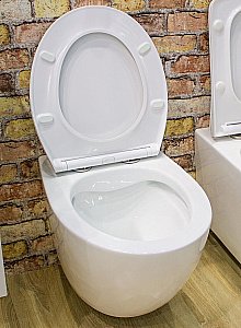 Унитаз подвесной Art&Max Elegant AM9316CHR/SC белый, с сиденьем микролифт, безободковый купить в интернет-магазине Sanbest