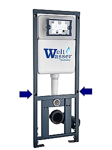 Унитаз подвесной WeltWasser MARBERG 410 + GELBACH 043 MT-BL + MAR 410 SE GL-WT черный матовый, безободковый, с крышкой микролифт, слив-торнадо, с инсталляцией и белой глянцевой кнопкой купить в интернет-магазине Sanbest