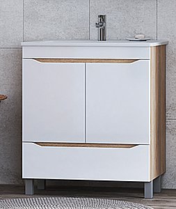 Тумба с раковиной Vigo Grani 750-2-1 дуб сонома/белый для ванной в интернет-магазине Sanbest