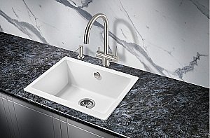 Мойка кухонная Milacio Leon 55 Cuarzo MC.77082 белая купить в интернет-магазине сантехники Sanbest