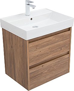 Тумба с раковиной Nova Lite 60 2 ящика дуб шоколадный для ванной в интернет-магазине Sanbest