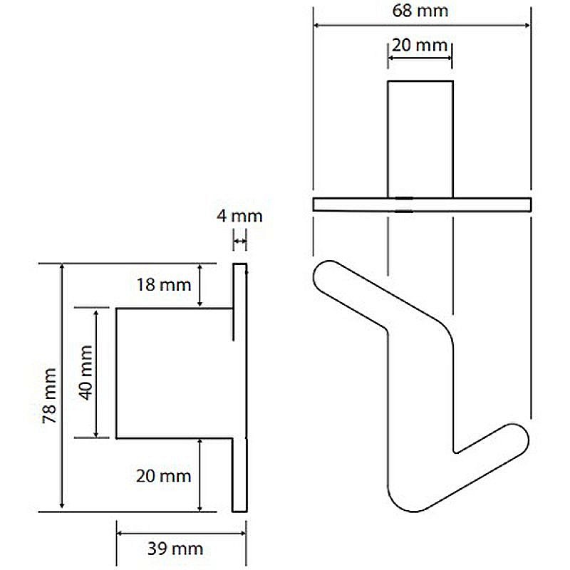 Крючок Bemeta Organic 157106201L хром левый купить в интернет-магазине сантехники Sanbest