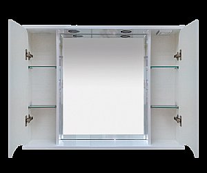 Зеркало со шкафом Misty Элвис 103 белая эмаль в ванную от интернет-магазине сантехники Sanbest