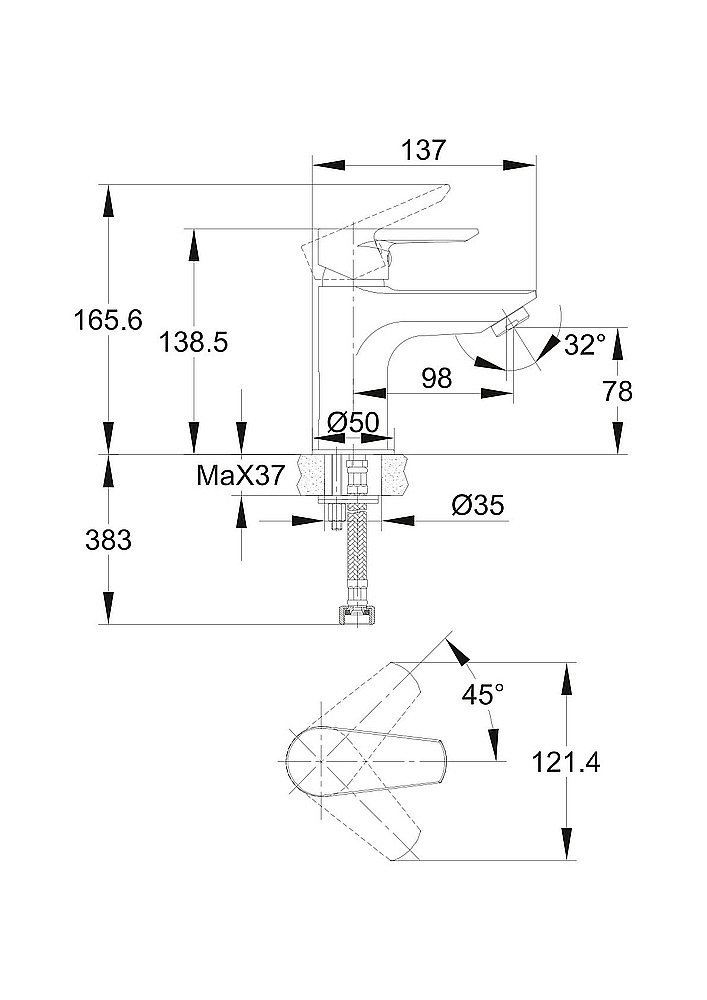Смеситель для раковины Cersanit VERO 63060 купить в интернет-магазине сантехники Sanbest