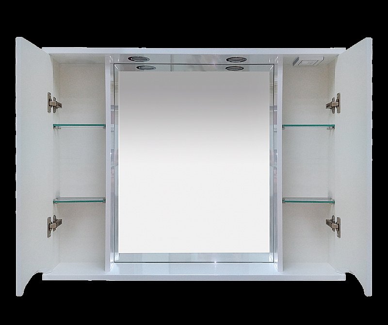 Зеркало со шкафом Misty Элвис 103 белая эмаль в ванную от интернет-магазине сантехники Sanbest