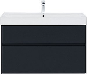 Тумба с раковиной Aquanet Бруклин 100 антрацит матовый для ванной в интернет-магазине Sanbest