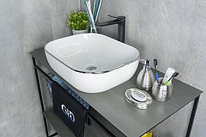 Раковина накладная Gid 50 D1302H011 53305 белая, хром купить в интернет-магазине Sanbest