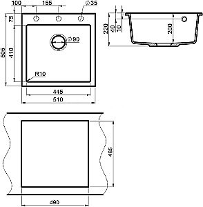 Мойка кухонная Milacio Murcia 51 Cuarzo MC.77022 белая купить в интернет-магазине сантехники Sanbest