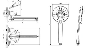 Смеситель для ванны Rush Nevis NE1735-51Black черный матовый купить в интернет-магазине сантехники Sanbest