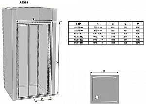 Душевая дверь Ravak SUPERNOVA ASDP3 00VJ03R2Z1 130x198 черный/Transparent купить в интернет-магазине Sanbest