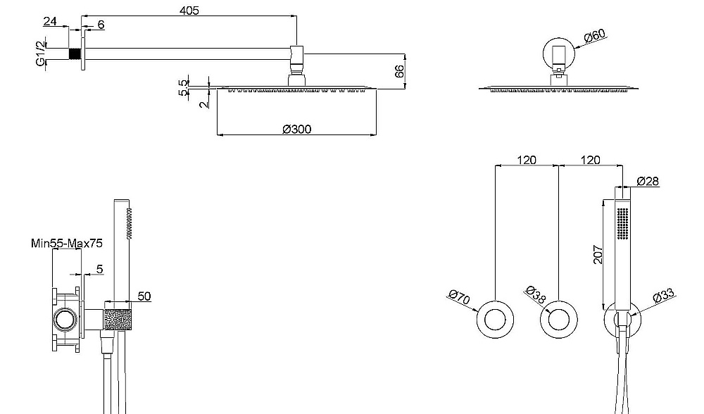 Душевая система Vincea Aura VSFW-6AU1CH хром купить в интернет-магазине сантехники Sanbest