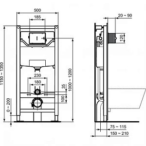 Унитаз подвесной с инсталляцией Ideal Standard Prosys Tesi R030501 белый/кнопка хром, с крышкой микролифт купить в интернет-магазине Sanbest