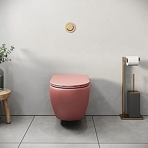 Унитаз подвесной Grossman Color GR-4455PIMS безободковый, с крышкой микролифт, розовый матовый купить в интернет-магазине Sanbest