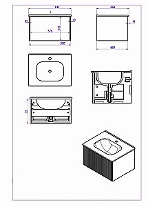 Тумба с раковиной La Fenice Terra 60 бежевая матовая/столешница черная для ванной в интернет-магазине Sanbest