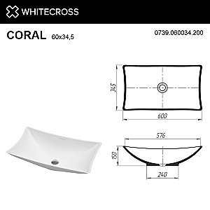 Раковина WhiteCross Coral 60х35 0739.060034.200 белая матовая купить в интернет-магазине Sanbest