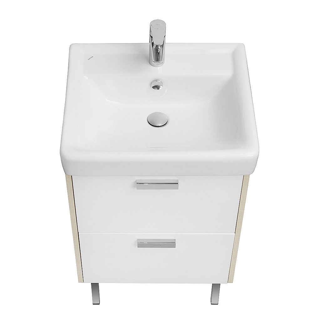 Тумба с раковиной Акватон Йорк 55 белый глянцевый/ясень фабрик для ванной в интернет-магазине Sanbest