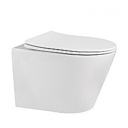 Унитаз подвесной ABBER Bequem AC1102MW с крышкой микролифт, безободковый, белый матовый купить в интернет-магазине Sanbest