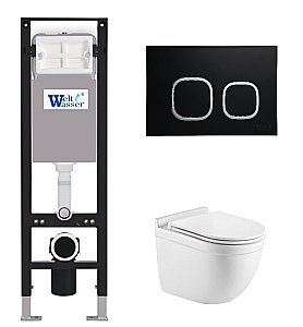 Унитаз с инсталляцией WeltWasser AMBERG 350 + HEIMBACH 043 GL-WT + AMBERG RD-BL купить в интернет-магазине Sanbest