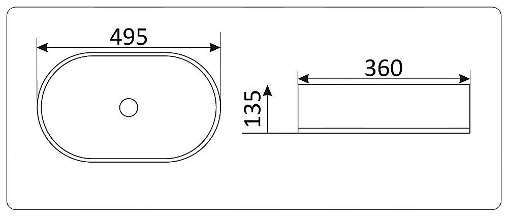 Раковина накладная Ceramalux N 49,5 9012 белая купить в интернет-магазине Sanbest