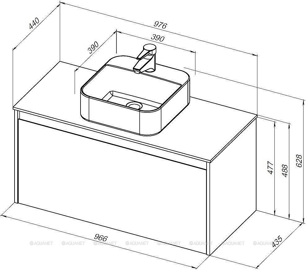 Тумба с раковиной Aquanet Nova Lite 100 дуб рошелье (1 ящик) для ванной в интернет-магазине Sanbest