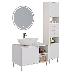 Тумба с раковиной Dreja LUNO 99.2002 80 белый глянец для ванной в интернет-магазине Sanbest