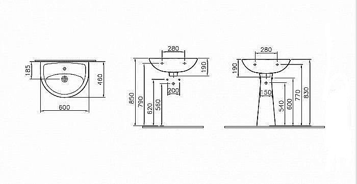 Раковина Vitra Norm Fit 60 6895B099-1778 белая купить в интернет-магазине Sanbest