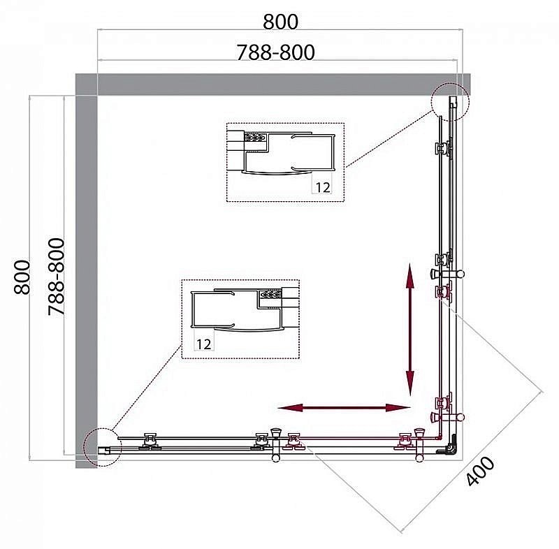 Душевой уголок BelBagno UNO 195-A-2 80x80 матовый/хром купить в интернет-магазине Sanbest