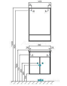Тумба с раковиной Акватон Флай 60 белый/дуб крафт для ванной в интернет-магазине Sanbest