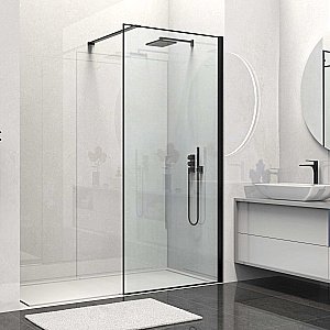 Душевое ограждение Vincea Walk-In VSW-1HS800CLB 80 стекло прозрачное/профиль черный матовый купить в интернет-магазине Sanbest
