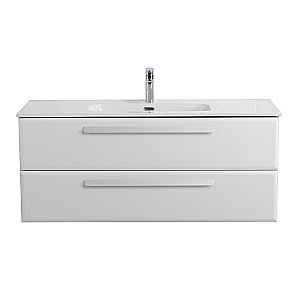 Тумба с раковиной Cezares ECO-CER-N 120 ECO-CER-N-1200-2C-SO-BL белая глянцевая для ванной в интернет-магазине Sanbest