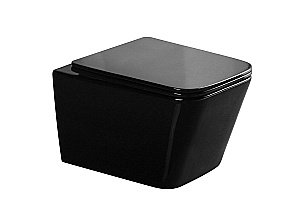 Унитаз подвесной Gid Tr2155BL черный глянцевый, с крышкой микролифт, безободковый купить в интернет-магазине Sanbest