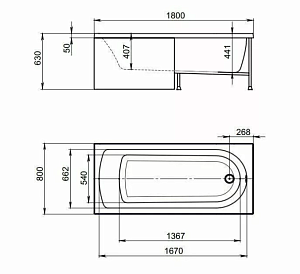 Ванна Alex Baitler Michigan 180х80 купить в интернет-магазине Sanbest