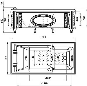 Ванна акриловая FRA GRANDE РУСИЛЬОН 4-01-3-0-1-423 180х90 белая купить в интернет-магазине Sanbest
