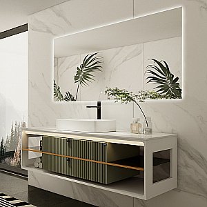 Тумба с раковиной Black & White Gravity AV707.1500 MINT матовый зеленый для ванной в интернет-магазине Sanbest