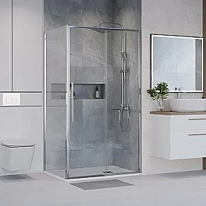 Душевой уголок Niagara Nova NG-64-12A/NG-A80-34 120х80 стекло прозрачное/профиль хром купить в интернет-магазине Sanbest