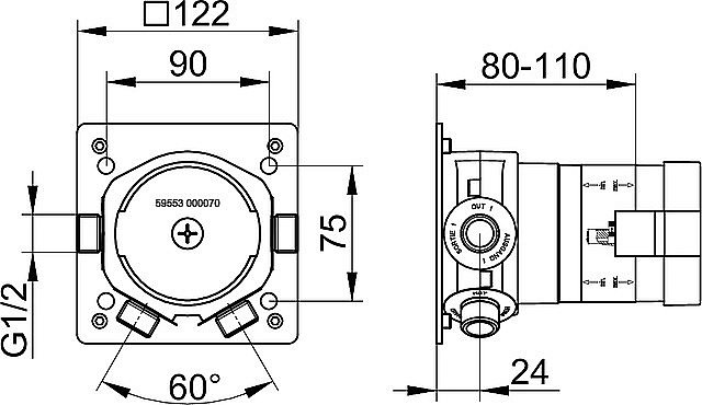 Смеситель для душа KEUCO IXMO 59553370002 черный матовый купить в интернет-магазине сантехники Sanbest