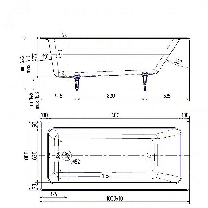 Ванна чугунная Delice PARALLEL Comfort DLR220506R-AS 180x80 белая с ручками купить в интернет-магазине Sanbest